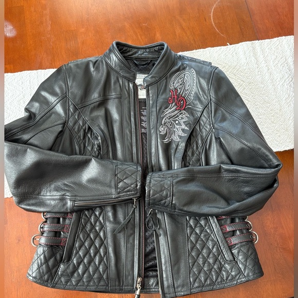 Harley-Davidsonยฎ Women's Soltice Wings 3-IN-1 Leather Jacket, Black size Medium - Picture 10 of 16